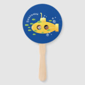 Éventail Caricature de poisson sous-marin jaune mignon (Dos)