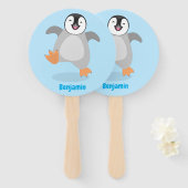 Éventail Caricature de poussin de pingouin mignon et joyeus (Devant et derrière)