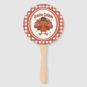 Éventail Caricature de Turquie Thanksgiving - "Gobble Gobbl
