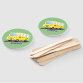 Éventail Caricature du bus scolaire jaune joyeux (Non-assemblé)