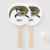 Éventail Caricature en bleu (Devant et derrière)