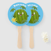 Éventail Caricature joli et souriant de pastèque (Devant et derrière)