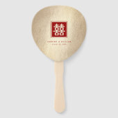 Éventail Carré or double bonheur Mariage chinois (Devant)