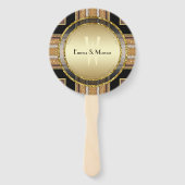 Éventail Carte de menu V1 Art Deco Gold Round Mariage (Dos)