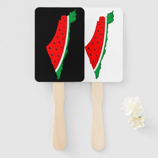 Éventail Carte de Palestine Watermelon Symbole de la libert (Devant et derrière)