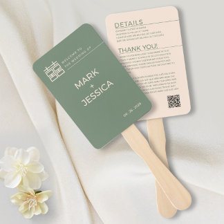 Éventail Carte de Remerciement Verte pour Mariage Bilingue 