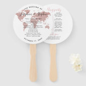 Éventail Carte du monde Thème de voyage Programme de mariag (Devant et derrière)