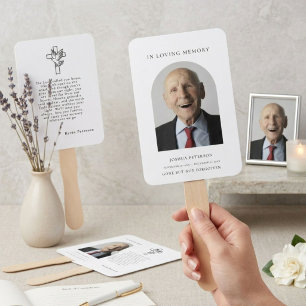 Éventail Carte photo de prière funéraire minimal moderne