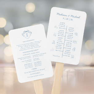 Éventail Cartes Détail Mariage Bleu Dessin Main Whimsical