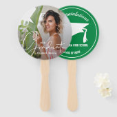 Éventail Casquette de 2e cycle Moderne Graduate photo verte (Devant et derrière)