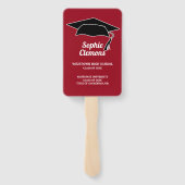 Éventail Casquette de graduation moderne rouge noir Classe  (Dos)