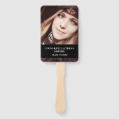 Éventail Casquette de graduation moderne rouge noir Classe  (Devant)