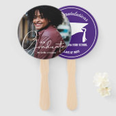 Éventail Casquette Grad Moderne Diplômé Photo Violet Fan Ma (Devant et derrière)