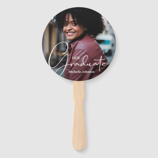 Éventail Casquette Grad Moderne Diplômé Photo Violet Fan Ma (Devant)