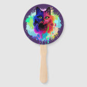Éventail Cat Trippy Psychedelic Pop Art (Devant)