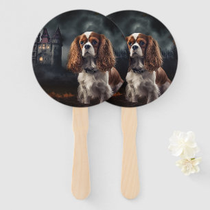 Éventail Cavalier King Charles Spaniel Halloween effrayant