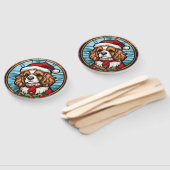 Éventail Cavalier King Charles Spaniel Verre Noël (Non-assemblé)