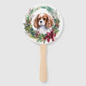 Éventail Cavalier King Christmas Wreath Festive Pup (Dos)