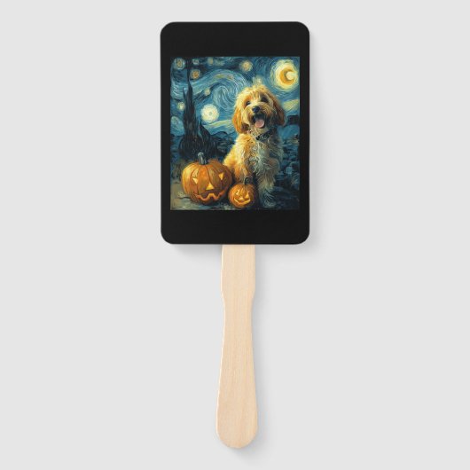 Éventail Cavapoo Chien Mignon Halloween Jack O Lanterne Cit (Devant)