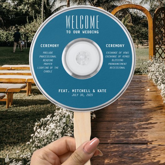 Éventail CD de musique Mariage bleu