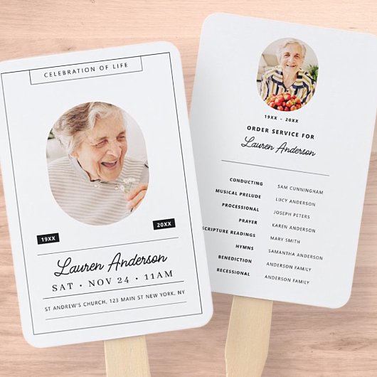 Éventail Célébration de la vie Memorial Programme de photo 