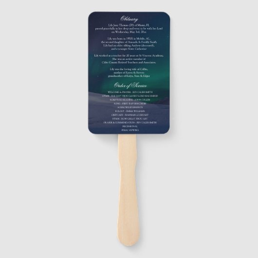 Éventail Cérémonie commémorative du programme funéraire Aur (Dos)