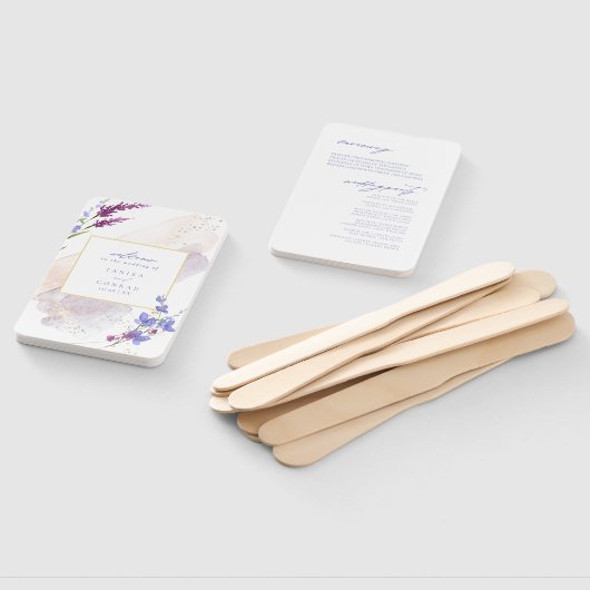 Éventail Cérémonie d'aquarelle du Mariage fleur sauvage Per (Non-assemblé)