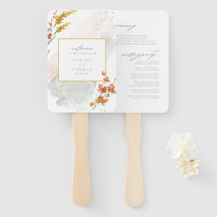 Éventail Cérémonie d'aquarelle fleur sauvage Mariage Gold I