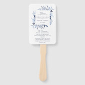 Éventail Cérémonie de Mariage d'aquarelle moderne bleu (Devant)