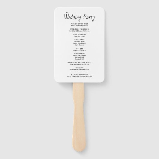 Éventail Cérémonie de Mariage Décontracté Rustique Boho (Dos)