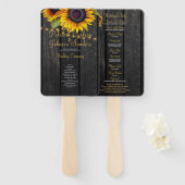 Éventail Cérémonie de mariage des tournesols de bois rustiq (Devant et derrière)