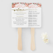 Éventail Cérémonie de mariage d'hiver Programme Floral doré (Devant et derrière)