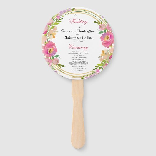 Éventail Cérémonie de mariage élégante de printemps bohème (Devant)