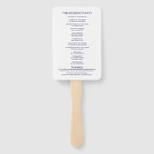 Éventail Cérémonie de mariage Ordre de service Chic Marine  (Dos)