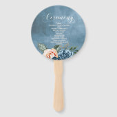 Éventail Cérémonie de Mariage rose Blue/Peach ID584 (Dos)