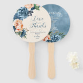 Éventail Cérémonie de Mariage rose Blue/Peach ID584 (Devant et derrière)