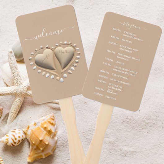 Éventail Cérémonie de mariage sur la plage Coeurs de sable 