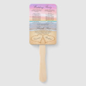 Éventail Cérémonie de mariage sur la plage Cœurs programme  (Dos)