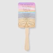 Éventail Cérémonie de mariage sur la plage Cœurs programme  (Devant)