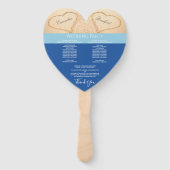 Éventail Cérémonie de mariage sur la plage Hearts Ocean Blu (Dos)