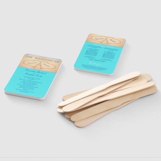 Éventail Cérémonie de mariage sur la plage Hearts programme (Non-assemblé)