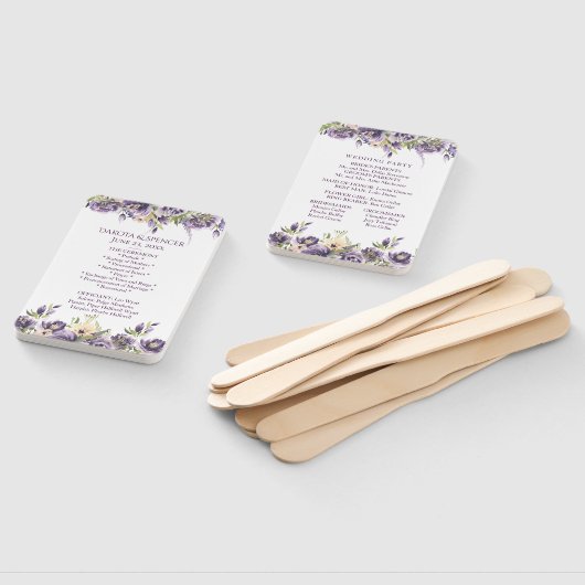 Éventail Cérémonie du Mariage de l'Anemone Rose violet Flor (Non-assemblé)