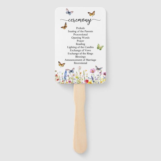 Éventail Cérémonie du programme de mariage des papillons fl (Dos)