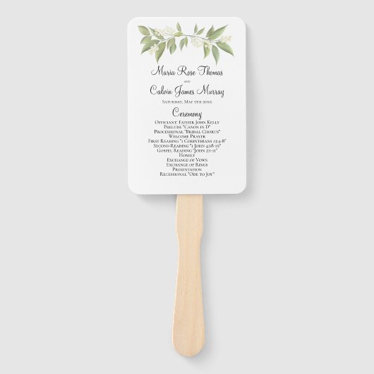 Éventail Cérémonie mariage Elégante Sage Verdure Foliage (Devant)