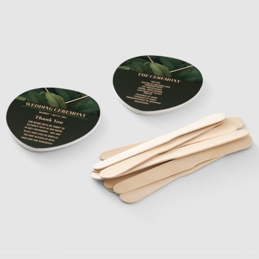 Éventail Cérémonie royale des Feuilles Mariages en vert fon (Non-assemblé)