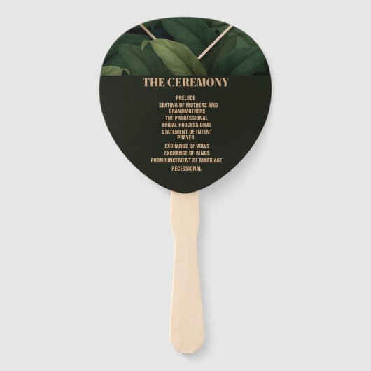 Éventail Cérémonie royale des Feuilles Mariages en vert fon (Dos)