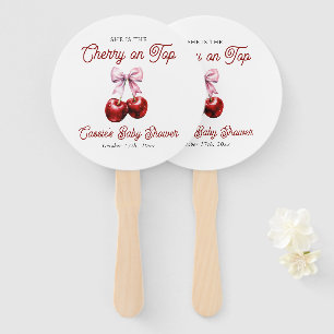 Éventail Cerise moderne sur le Baby shower en bois rose sup
