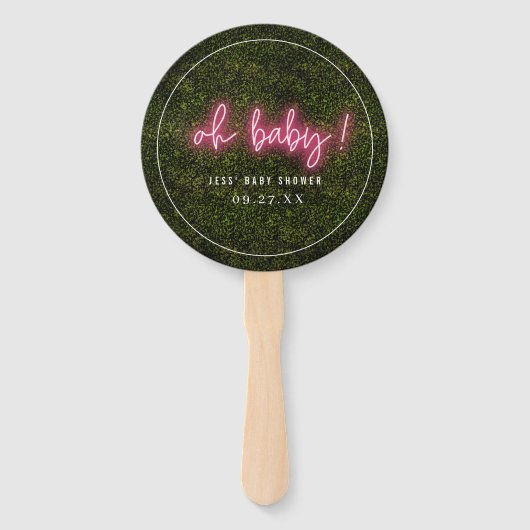 Éventail C'est un Baby shower de néon rose pour une fille O (Dos)