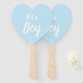 Éventail C'est un garçon, un baby shower bleu clair, révèle (Devant et derrière)