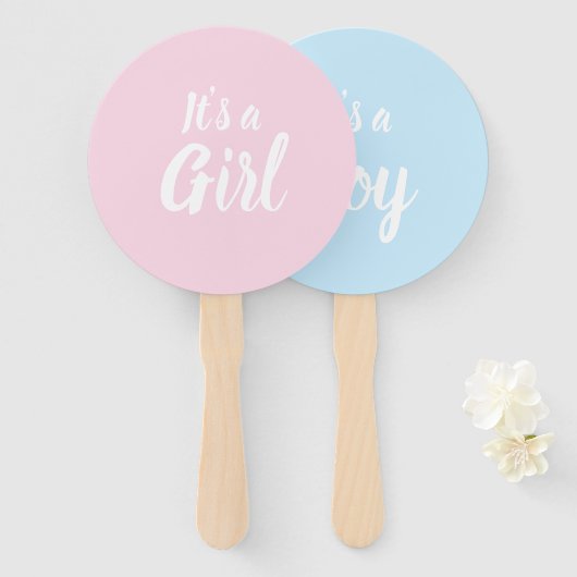 Éventail C'est une fille, c'est un garçon baby shower que r (Devant et derrière)